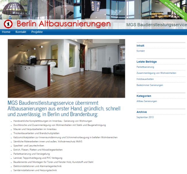 MGS Baudienstleistungen Berlin Webdesign