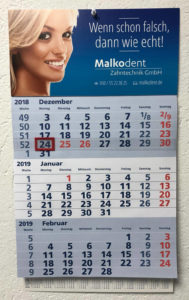 Malkodent Zahntechnik Kalender Design 2019