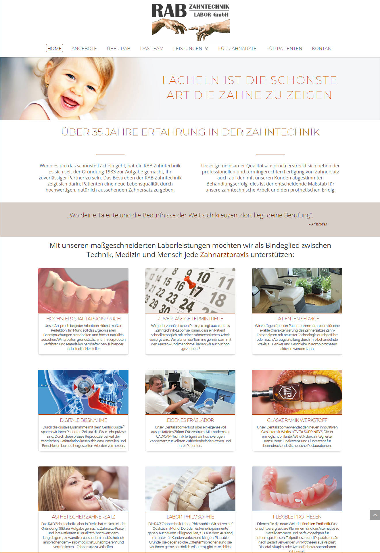 RAB Zahntechnik Labor Website moderne Website erstellt von Berliner Website Agentur