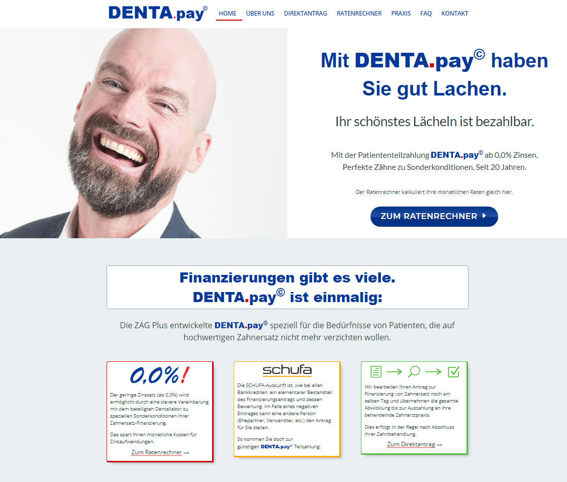 DENTA.pay Zahnersatz Finanzierung Website erstellt von Berliner Website Agentur