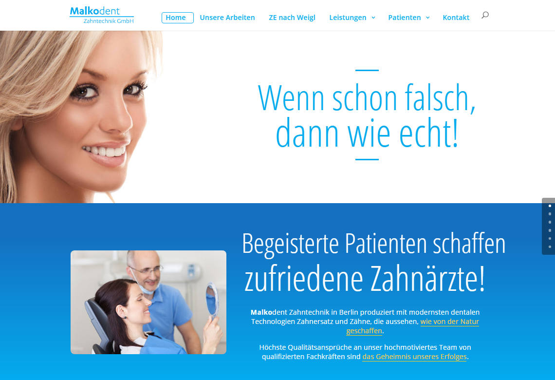 Malkodent Zahntechnik Website erstellt von Berliner Website Agentur