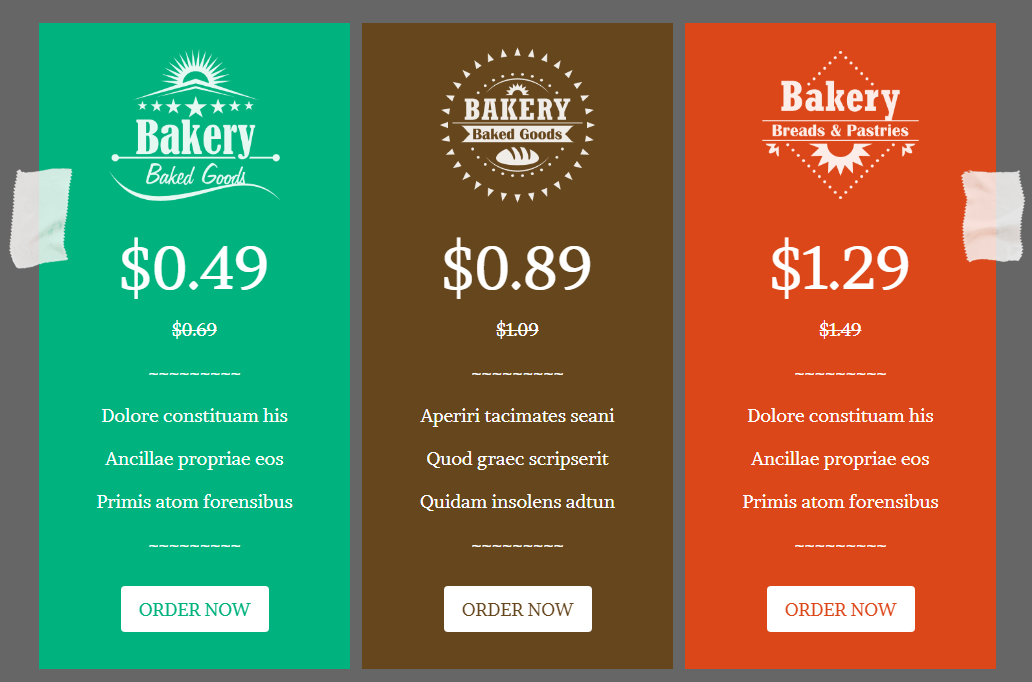 WordPress Preistabellen für Websites von Bäckereien, Konditoreien, Confiserie und Pâtisserien