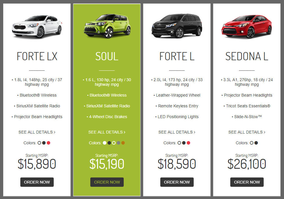 WordPress Preistabellen für Websites im Autohandel von Neuwagen, Gebrauchtwagen & Auto-Importeure