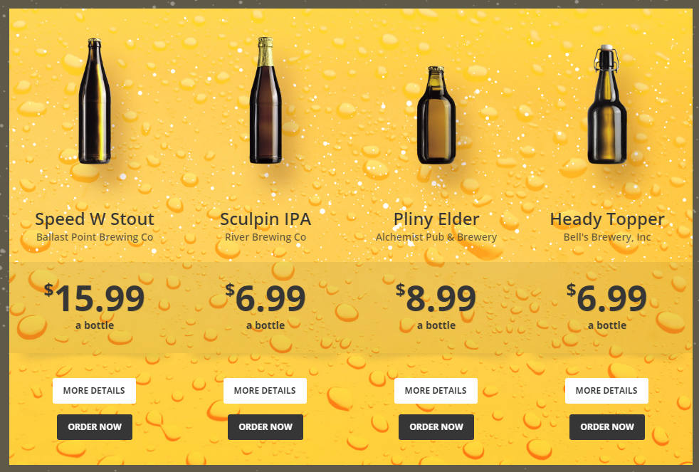 WordPress Website Preistabellen für Brauereien, Bier Handel und Vertrieb