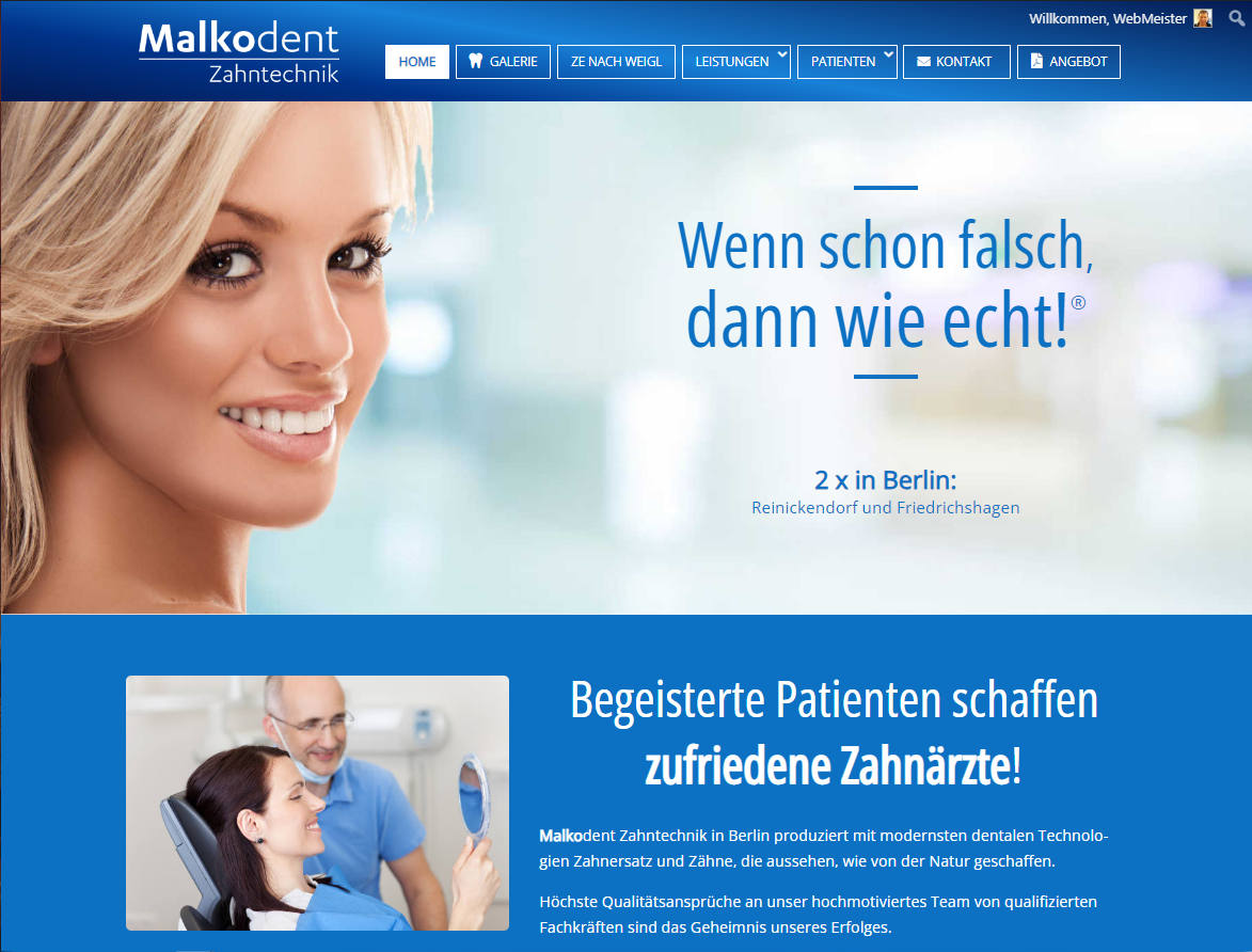 Malkodent Zahntechnik Berlin Website