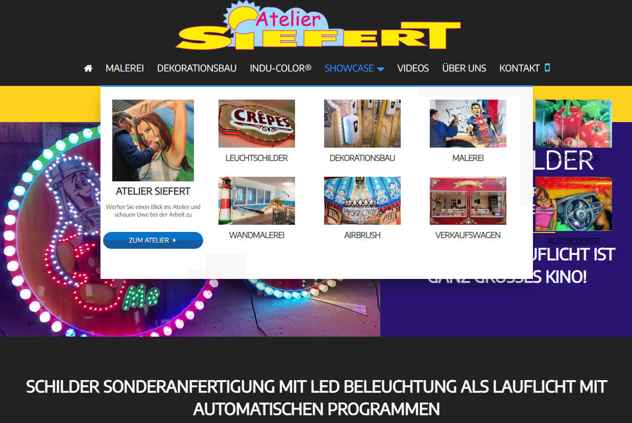 Atelier Uwe Siefert: LED Schilder für High-Tech-Fahrgeschäfte, Karussells, und Verkaufsgeschäfte